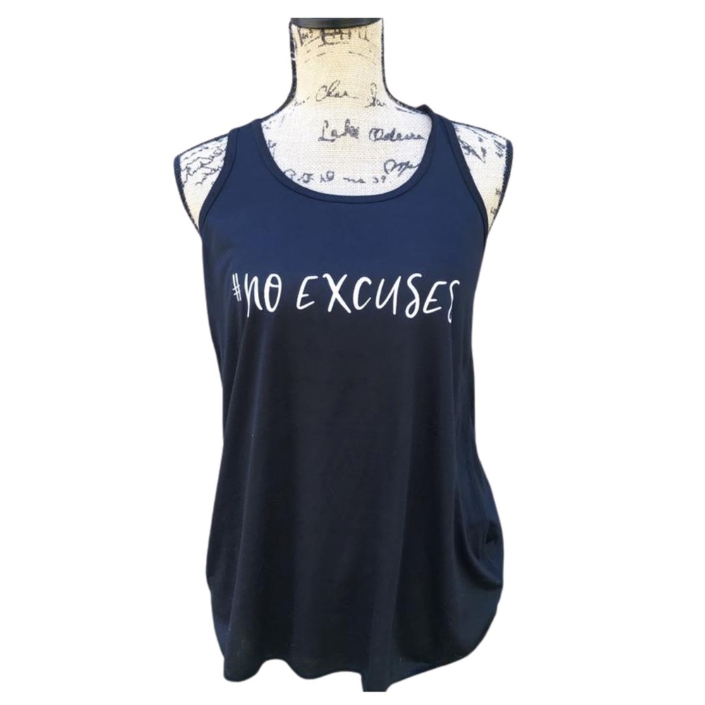NO EXCUSES Black Flowy Racerback Tank - Picture 1 of 4